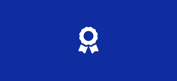 Blue background with grey information icon